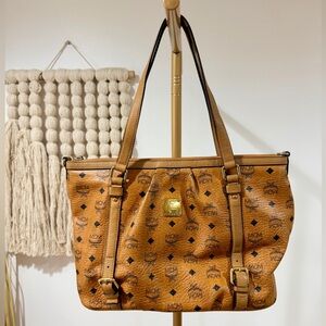 MCM Visetos Cognac Bag